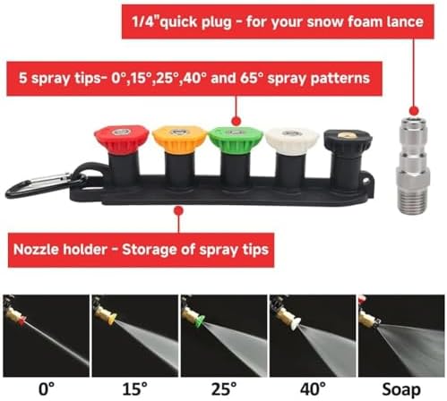 Graffiti High Pressure Water Sprayer Set, Pressure Washer Gun with 5 Spray Nozzles & Foam Pot, Quick Release Jets Wash Gun with 1/4 Inch Connector, 3000 PSI Max for Car, Patio - Image 5