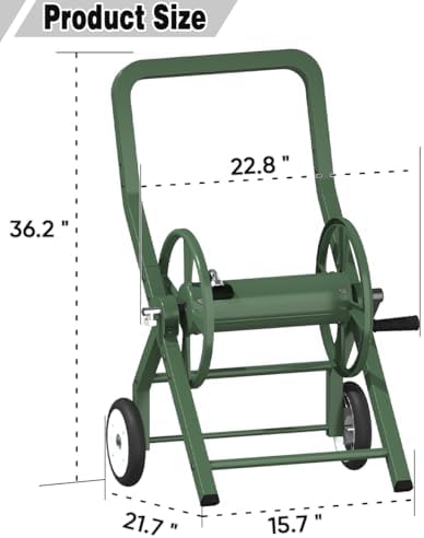Artigarden Garden Hose Reel Cart with Wheels Outdoor Water Hose Reels Green - Image 2