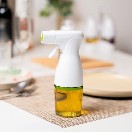 Prepara Simply Mist Olive Oil Sprayer, Chrome Band, White/Green - Image 4