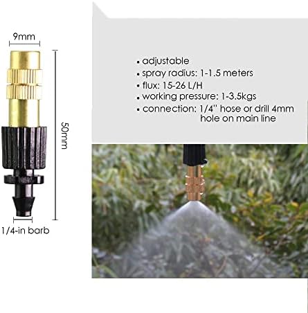 Copper Atomizer with 1/4 Inch Barb Adjustable Misting Spray Nozzle Brass Fog Sprinklers Gardening - Image 7