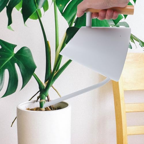 White Stainless Steel Watering Can 900ml with Wooden Handle - Image 5