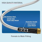 10ft Metal Garden Hose, Water Lead-in Hose Extension, Stainless Steel Hose Extension Adapter for Hose Reel/RV, Drinking RV Water Hose, Reel Extender for Yard, Female to Female, Durable (Pack of 2) - Image 4