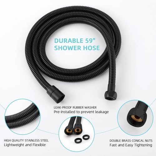 Matte Black Shower System with High Pressure 6-Spray Rain Shower Head, 360° Rotatable Anti-Clog Silicone Nozzles, Wall-Mounted Shower Faucet Set, Rustproof ABS for Bathroom Upgrade - Image 5