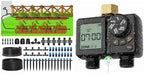 MIXC 230FT Quick-Connect Drip Irrigation System Kit + MIXC Rechargeable 2-Zone Water Timer by MIXC