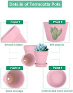 vensovo 4 Inch Peach Pink Terracotta & Clay Pots with Saucer, 6 Pack - Image 3