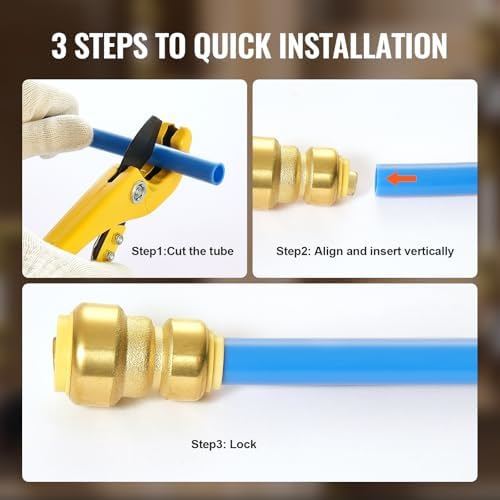 VEVOR Brass Pipe Fittings Push-Fit,Straight-Through,1/2"-3/4" 12PCS - Image 4