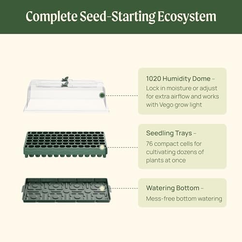Vego garden Germination Cell Bundle 10" x 20" 76 Cells Stackable Seed Starter Germination Tray with Seedling Humidily Dome and 10" x 20" Bottom Watering Tray - Image 5