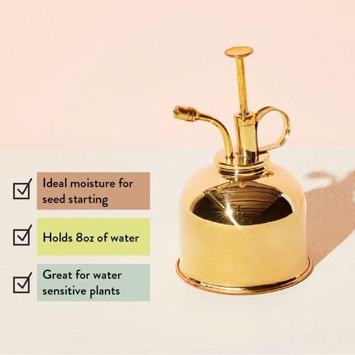 Modern Sprout Plant Mister - 8 oz Indoor Watering Can & Sprayer - Brass - Image 5