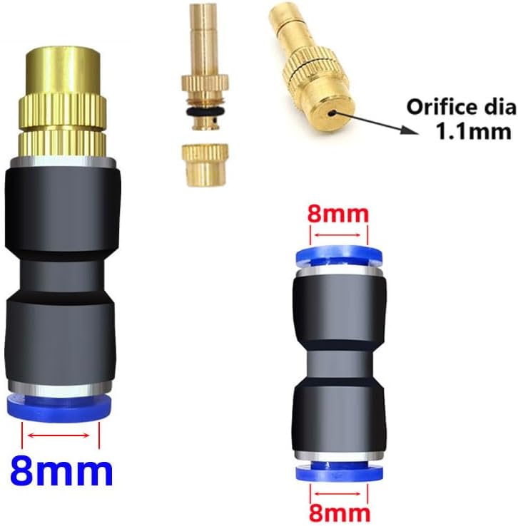 10 Pack Adjustable Misting Nozzle Low Pressure with Misting System Nozzle Extension 8mm Flexible Misting Extended Pole, Atomization Sprayer Nozzle Extensions(Size:100cm) - Image 6