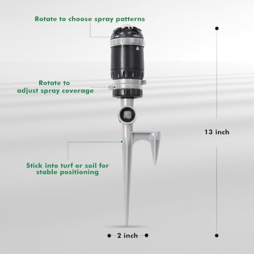 RESTMO 2 Pack Gear Drive Sprinkler with Step Spike Base, Silver - Image 2