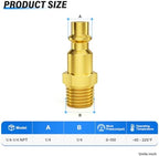 TAILONZ 32Pcs 1/4" MNPT Brass Industrial Air Quick Connect Plug - Image 2