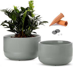 Ceramic Planters - House Grey-Blue Big Plant Pot, Set of 2 by JardinTesoro