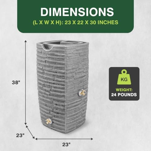Good Ideas Impressions Riverwalk Rain Water Collection Barrel, 50 Gallon - Image 3