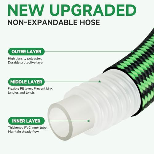 Garden Hose 75FT Non-Expandable Water Hose Flexible Kink-Free Lightweight Leak-Proof Sturdy Outdoor Hose Water Pipe for Garden Yard Lawn Camper 3/4 Inch Fittings - Image 2