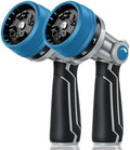 RAINPOINT Full-Metal Garden Hose Nozzle, Heavy Duty Water Hose Nozzle Sprayer With 10 Adjustable Patterns & High Flow,Thumb Control For Flow Adjustment, Ideal For Watering, Washing, Cleaning,Blue-2PCS by RainPoint