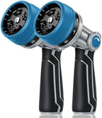 RAINPOINT Full-Metal Garden Hose Nozzle, Heavy Duty Water Hose Nozzle Sprayer With 10 Adjustable Patterns & High Flow,Thumb Control For Flow Adjustment, Ideal For Watering, Washing, Cleaning,Blue-2PCS by RainPoint