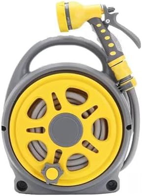Garden Hose Reel Cart With Spray Gun, Portable Retractable Water Hose Reel For Outdoor Irrigation And Car Washing, 15m PVC Hose(Hose Cart+16m+5m Pipe) by Unknown