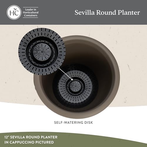The HC Companies Sevilla Flower Planters - Durable Outdoor & Indoor Planter - Round Lightweight Self Watering Plant Pots for Herbs & More (14" White, Pack of 1) - Image 3