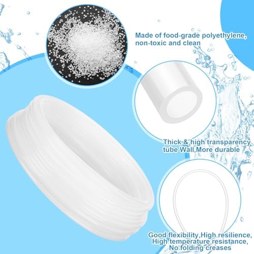 Nuanchu 100ft Polyethylene Tubing, 3/8" Od, 1/4" ID, 0.062" Wall Polyethylene Tubing Food Grade White Translucent Hose for Beverage Pump, Homebrew, Brewing - Image 3