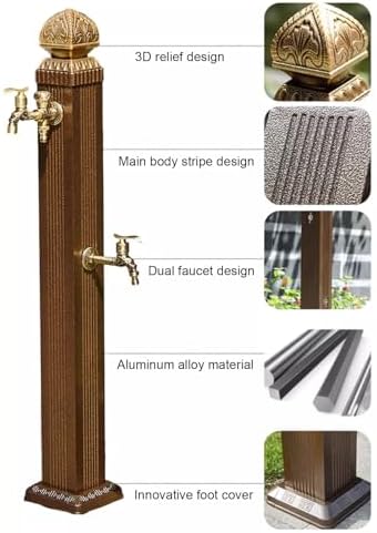 Aluminum Vertical Garden Water Column, Floor Mounted Outdoor Faucet with Hose Holder, Free Standing Hydrant for Irrigation and Watering(Red) - Image 4