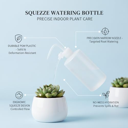 Precision Squeeze Watering Bottle with Narrow Nozzle, Durable POM Plastic for Indoor Plants, White - Image 5
