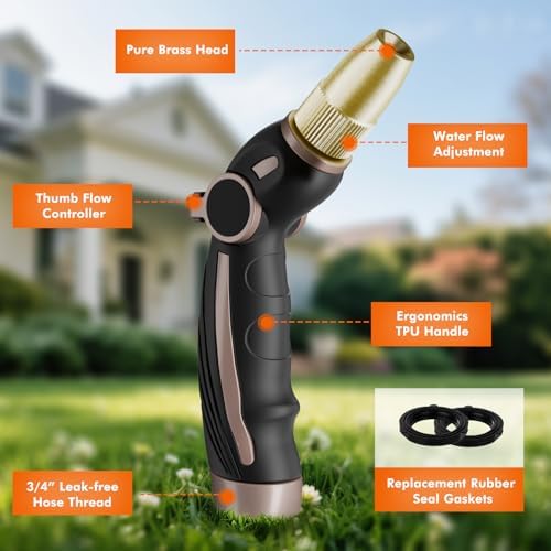 RESTMO Garden Hose Nozzle, Heavy Duty Water Hose Sprayer Nozzle, Brown - Image 3