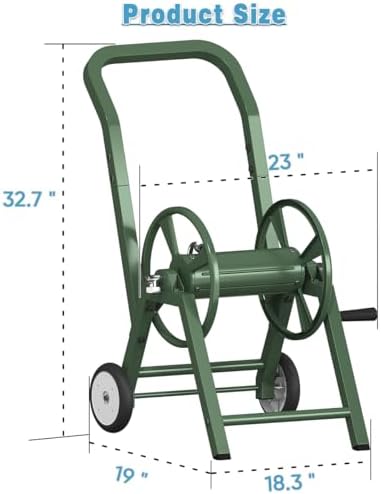 Artigarden Garden Hose Reel Cart with Wheels, Holds 165 ft of 5/8’’ Hose Outdoor Heavy Duty Powder-coated Steel Water Storage Holder Rack with 3.9 Ft Leader Hose for Outside Lawn Yard, Green - Image 5