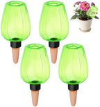 M METERXITY 4-Pack Plant Self Watering Globes, 6.8 oz Plastic Rose Water Bulbs Top Fill for Indoor/Outdoor Plants, Self Watering Spikes Slow Release Terracotta [Green] by MMETERXITY