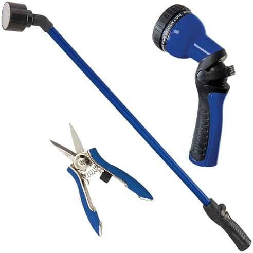 DRAMM Watering and Tool Set Includes 30-Inch One Touch Rain Wand, 9-Pattern Revolution Spray Gun, and Compact Shear, Blue by DRAMM