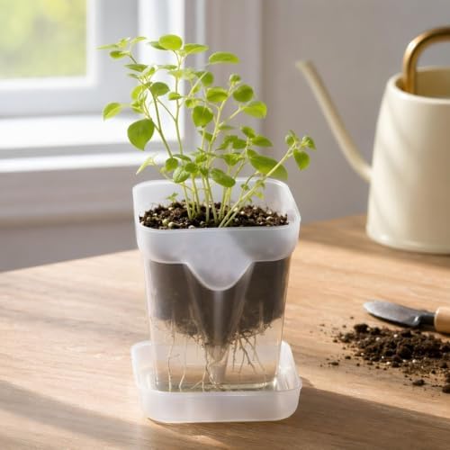 Yardwe Plastic Self Watering Seedling Cups with Tray, 2.5 Inch - Image 7