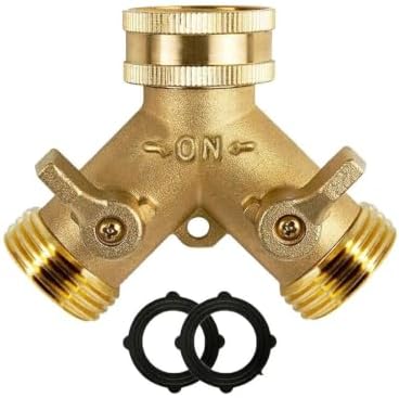 Valve Connectors Brass Hose Splitter with Solid Handle Water Garden Adapter 2 Way by Unknown