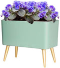 Oliz 13.5 Inch Planter Pot with Metal Craft Legs, Self Watering Planter Pots with Water Shortage Alarm Plant Pot for Indoor Outdoor Decorative Succulents Herb (B- Green) by Oliz