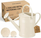 1 Gallon Metal Watering Can for Indoor Outdoor Plants, Warm White by PHXGrove