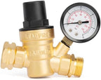 U.S. Solid 3/4 in GHT RV Water Pressure Regulator, Screwdriver-Adjustable Lead-Free Brass, 45 psi Preset, 0-140 psi Gauge, Stainless Filter, for RV Camper Trailer and Garden Hose by USSolid