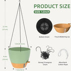 ZMTECH 12 Inch Large Self Watering Hanging Planters for Indoor Outdoor Plants - Water Level Indicator & Removable 60 Oz Reservoir, 1 Pack Plastic Hanging Basket for Window Porch Garden Balcony, Green - Image 5