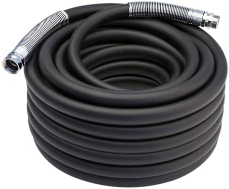 Guitrees 2026 Upgraded Garden Hose 75FT x 3/4", Heavy Duty Rubber Water Hose with Five Layered Braiding, Swivel male and female Nickel-plated Brass Fittings, 1200PSI Burst, 300PSI Working (Black) by Guitrees