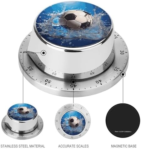 Soccer Ball Water Digital Timer for Kids Stainless Steel Mechanical Kitchen Timer Sleek Cooking Timer 60 Minute Cute Countdown Timer for Baking Cooking Home Kitchen Gift - Image 3