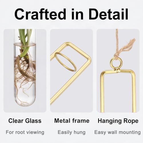 METALLIXITY Hanging Clear Glass Hydroponic Plant Propagation Tube Vase 3Pcs - Image 3