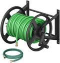 Garden Hose Reel Wall Mounted, Heavy-Duty Water Hose Holder Winder with 3.9 ft Leader Hose & Brass Fitting, Hose Hanger Storage Rack Holds 125-Feet of, 5/8-Inch, for Yard Lawn Farm, Black by Ansionsol