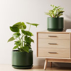 LE TAUCI Ceramic Plant Pots, Set of 2, 8+10 Inch, Forest Green by LETAUCI
