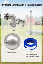 3/4" NPT Stainless Steel Automatic Water Trough Float Valve for Stock Tank - Image 6