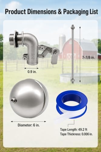3/4" NPT Stainless Steel Automatic Water Trough Float Valve for Stock Tank - Image 6