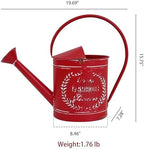 Vintage Metal Watering Can with Fresh Farmhouse Flowers Emboss Garden Distressed Red Decorative Watering Pot Farmhouse Waterer for Home Garden Balcony Courtyard Christmas Decor (Red) - Image 2