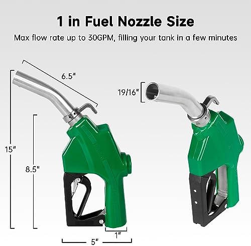 1" NPT Automatic Fuel Nozzle with Hook, Gas Nozzle Diesel Pump Handle Max Flow Rate 30GPM, 3-speed Padlock, Auto Shut Off, 19/16" (OD=30mm) Spout for Gasoline, Diesel, Kerosene Biodiesel - Image 6