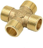 Garden Hose Quick Connect Male Thread 1/2 Inch Cross Joint Brass 4-way Manifold Threaded Joint Pipe 10Pcs (Color : Gold) - Image 2