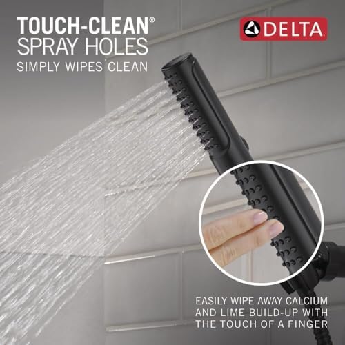 Delta 2-Setting Matte Black Wall Mount Handheld Shower Head with ProClean Spray, Hand Held Shower Head and Hose with High Pressure Spray, Matte Black 55537-BL - Image 5