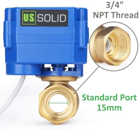 U.S. Solid Motorized Ball Valve- 3/4" Brass Ball Valve with Standard Port, 9-24V AC/DC and 2 Wire Auto Return Setup (Pack of 12) - Image 7