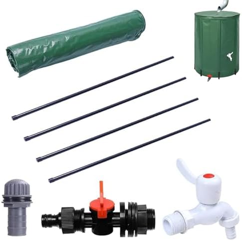 Rain Barrel 13 Gallon/50L PVC Foldable Rain Water Collection Barrel with Spigot and Overflow Hole Zipper Closure Finely Sealed Water Storage Tank, Garden Statues by Ckuakiwu