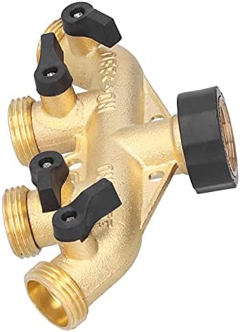 4 Way Hose Splitter 4 Outlet Hose Connector Garden Adapter Brass Watering Distributor with Individual On Off Valves G3 Threaded Faucet for Lawn Flower Bed Vegetable - Image 3