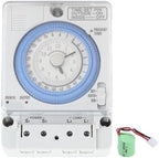 Mechanical Timer Automatic 24 Hours Low Power Consumption Time Switch Water Heaters Breeding 100‑240VAC by Miskall